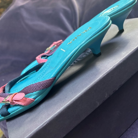 Prada turquoise blue and multicolored straps sandals - Picture 3 of 6